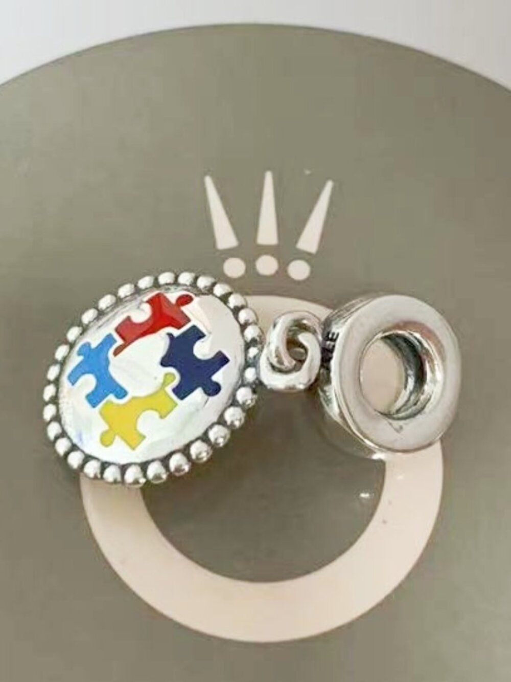 Pandora Autism Awareness Puzzle Dangle Pendant Charm S925 ALE - Picture 4 of 4